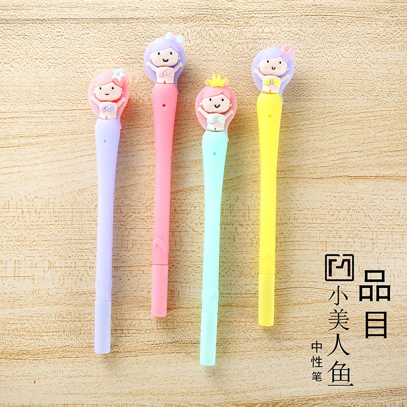 48 Pcs Canetas Gel Kawaii dos Desenhos Animados da Sereia Preto Colorido Gel-inkpens para Escrever Bonito dos Artigos de Papelaria Material Escolar Escritório 3 Cheap Canetas de gel