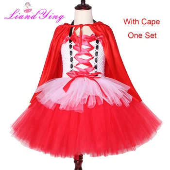 

Girl Little Red Riding Hood Dress Halloween Costumes Children Birthday Party Cake Dress Kids Girls Clothes