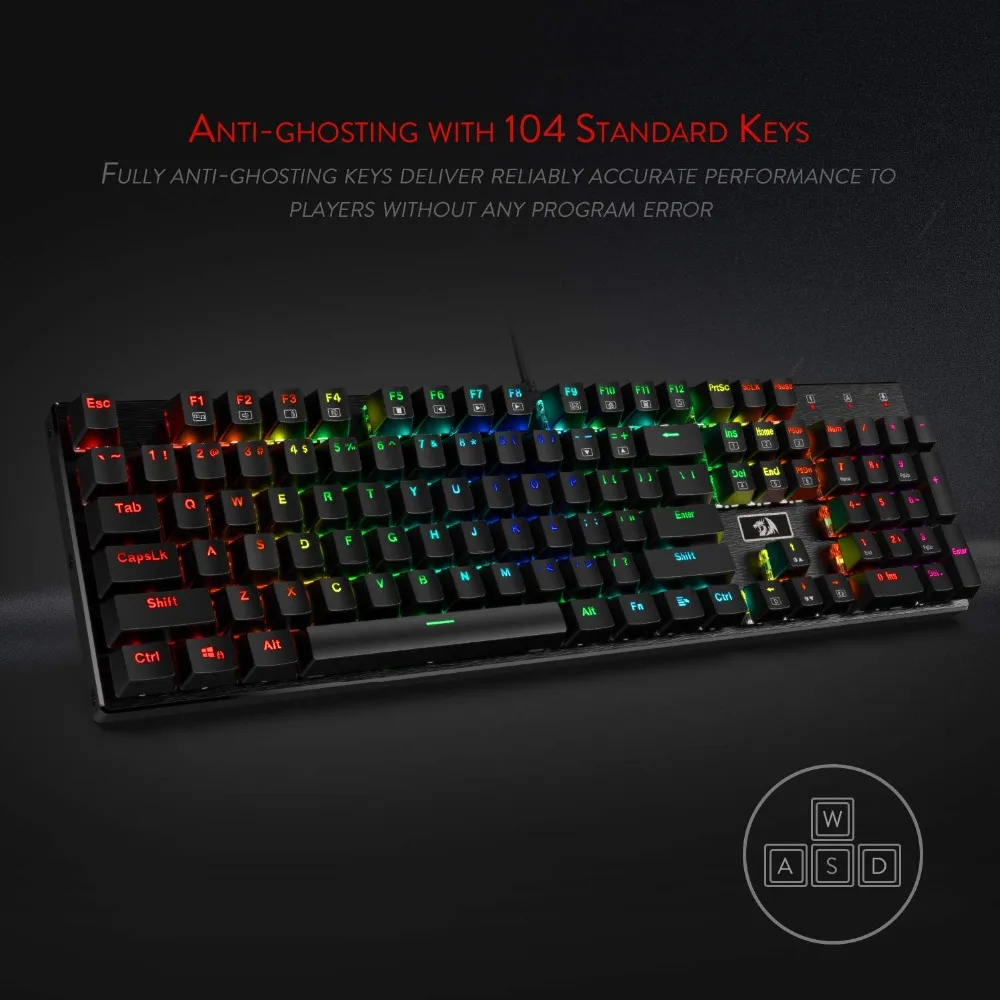 Проводная Механическая игровая клавиатура Redragon K556 DEVARAJAS, RGB светодиодный, с подсветкой, 104 стандартных клавиш, алюминиевая основа для геймеров, плавающая