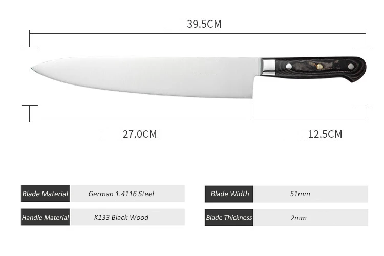 Кухонный нож 11 дюймов, японский нож для шеф-повара Gyuto, ножи из нержавеющей стали, инструмент для приготовления пищи, немецкая 1,4116 сталь, кухонные аксессуары Pro