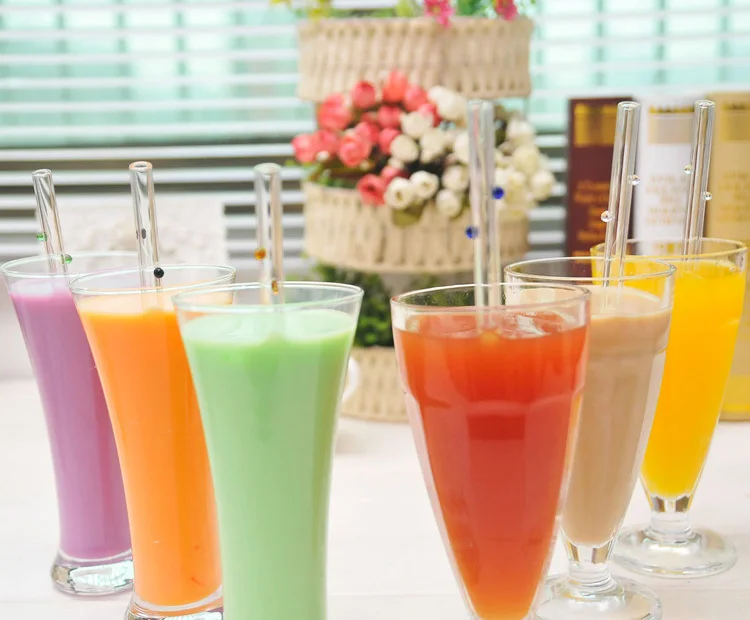 

3 x Baby Children Sefety Heat-resistant Glass Straw + 1 x Brush High Borosilicate Glass Pipet Colored Dots Straight Dia 12 MM