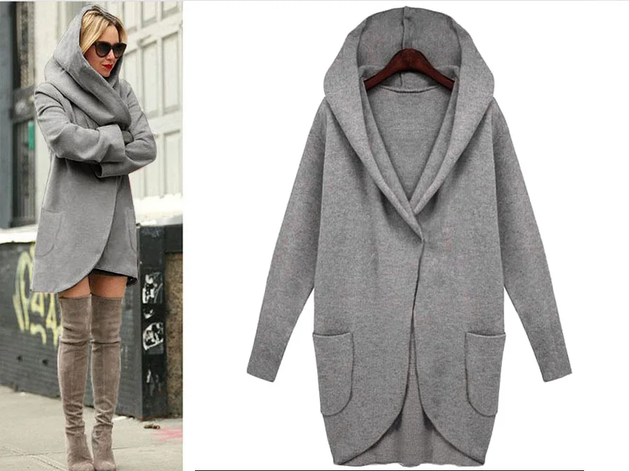 incredible  Fashion women's overcoat autumn and winter long-sleeved pocket loose wool long-sleeved overcoat lar