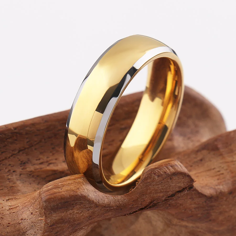 Mens Wedding Bands Tungsten Carbide New Fashion Gold Rings Tungsten Steel Men Women Jewelry Big Wedding 