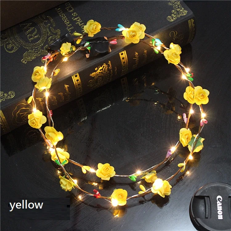 

500pcs Led Flower Wreath Headband Crown Festival Floral Garland for Park Wedding Headdress Glow Hair Band Decor