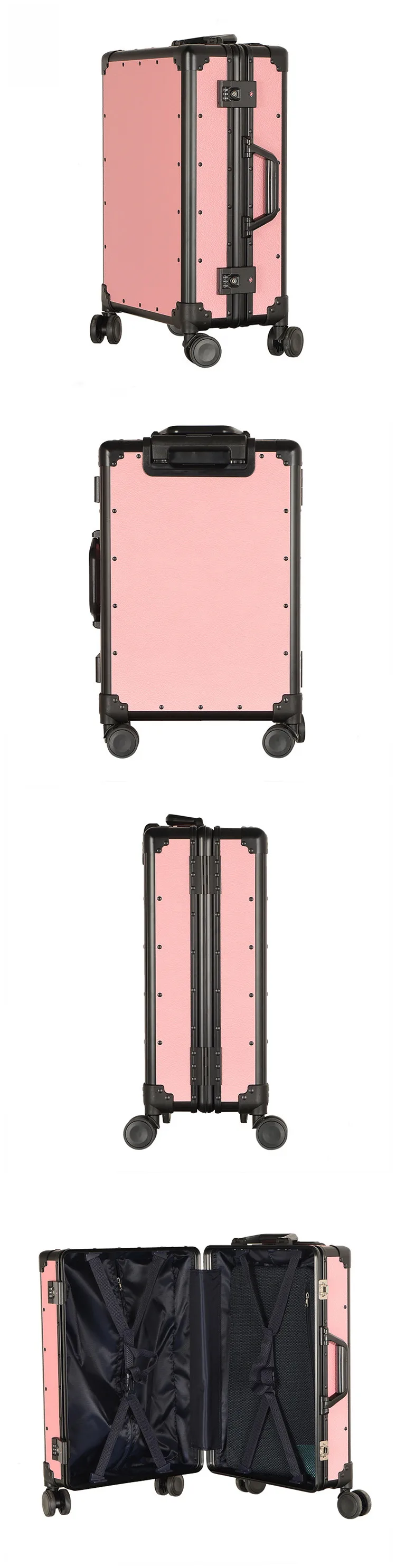 CALUDAN винтажная алюминиевая рама+ сумка для чемодана из ПК, высококачественный багаж на колесах, новая Универсальная походная коробка на колесах, Ретро Чехол на колесиках
