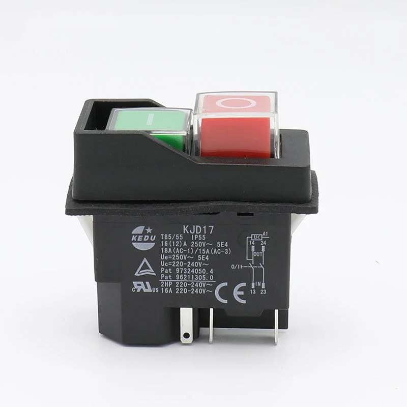 

KJD17 5Pins Electromagnetic Starter Push Button Switches 16A AC250V IP55 Waterproof Machine Garden Tool Equipment Safety Switch