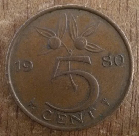 

20mm Queen Juliana 5 Cents Coin 1950-1980 Holland