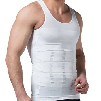 

Men's Belt Body Sculpting Orthopedic Underwear Nylon Men Vest Waist Abdomen Slimming Solid Underwear Beer Belly Shirts 2Color