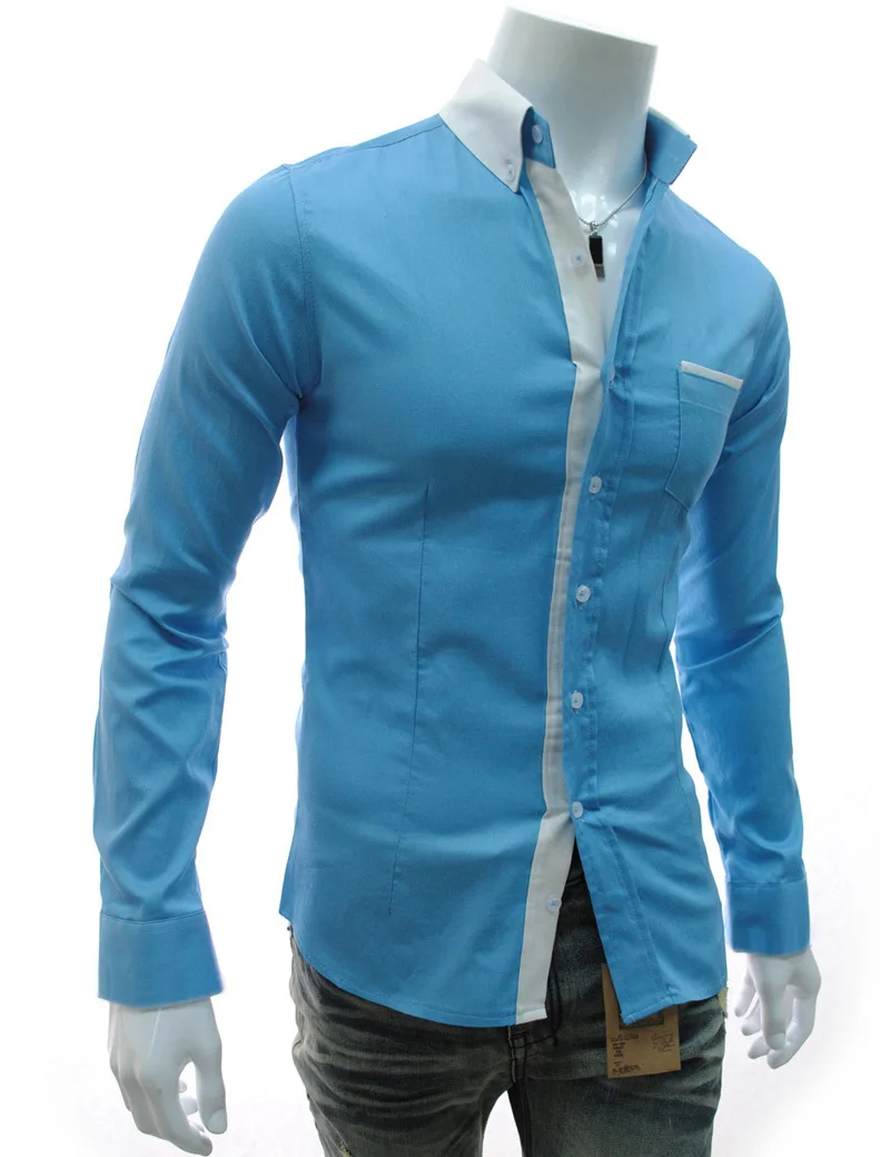 Free Shipping New 2017 Man Brand Shirts Fashion Candy Color Casual Slim