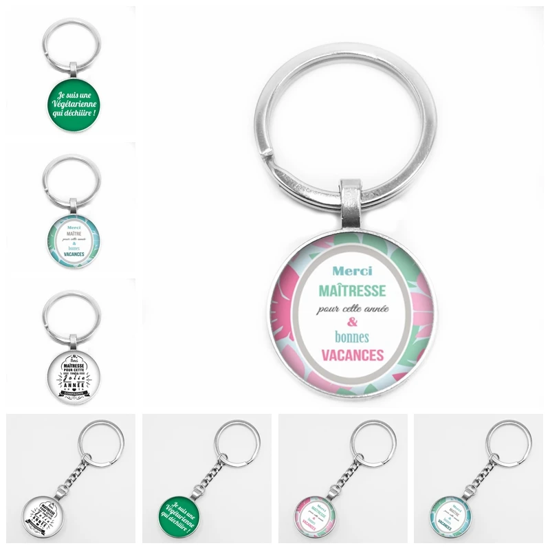 

Hot! New Hot Round DIY Photo Je Suis Une Maitresse Qui Dechiiire Keyring Glass Cabochon Car Keychain Jewelry Wholesale