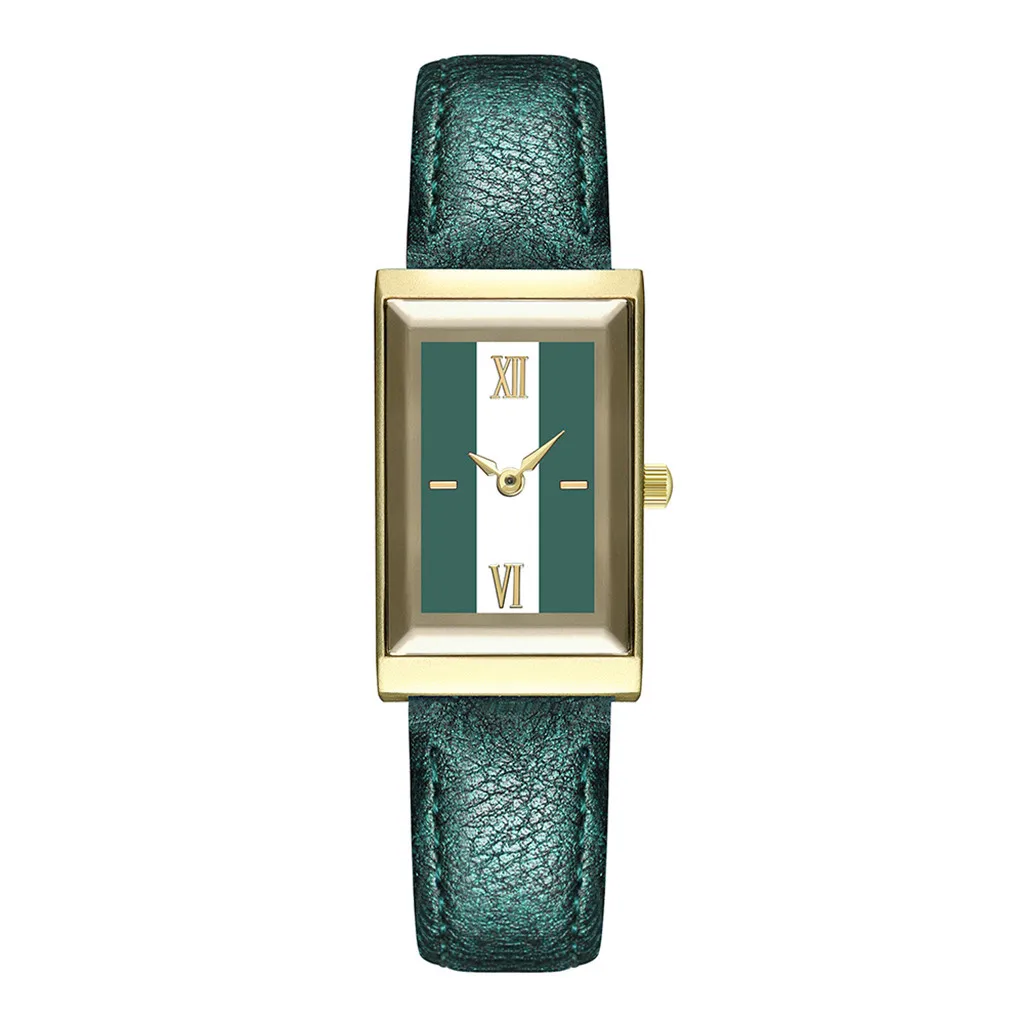 Relogio Feminino модные простые часы женские повседневные кварцевые Кожаный ремешок Newv ремешок наручные часы маленький циферблат Saat Reloj Mujer W50 - Цвет: Green