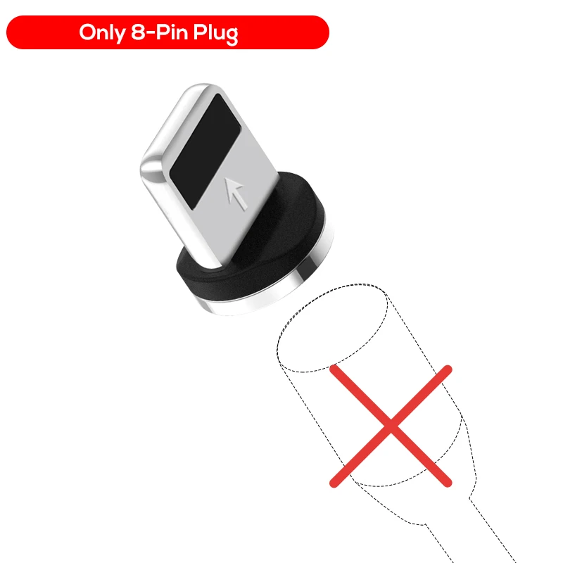 TOPK AM33 светодиодный магнитный кабель Micro USB и usb type-C кабель для samsung Xiaomi huawei LG USB кабель для iPhone Xs Max 8 7 6 Plus - Цвет: 8-Pin Plug No Cable