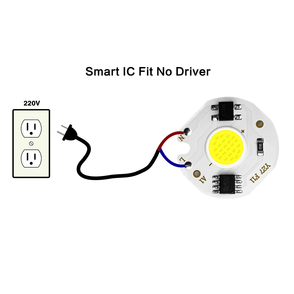 5pcs COB LED 램프 칩 Y32 Y27 3W 5W 7W 9W 12W 220V 230V 스마트 IC 드라이버 없음 앰플 LED 전구 홍수 빛 스포트라이트 Diy 조명