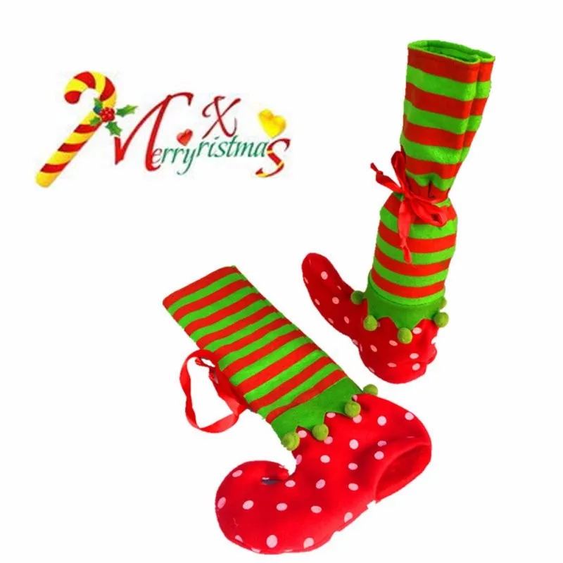 Рождественский мешок носки Санта Клаус мешок обуви чулок на подтяжках конфеты подарок аксессуары CN12