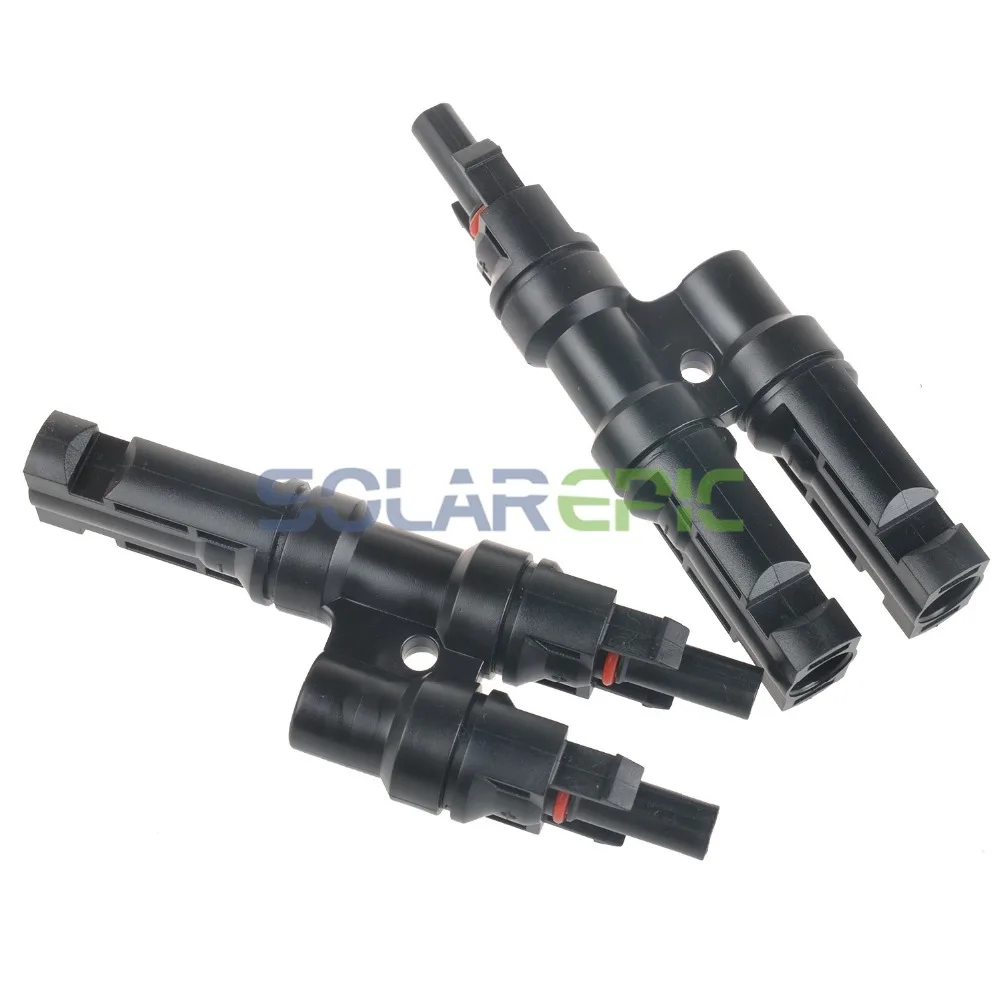 

1 Pair MC4 Solar Panel Cable Connector T Type Branch Male to Female MC4 Coupler Waterproof MC4 Connectors