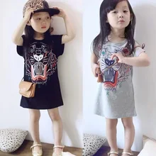 Hot Sale Summertime Baby Girls Dresses Fashion Casual Children’s Clothes Short Sleeves tiger dress Cotton O-Neck Cute Kids wear