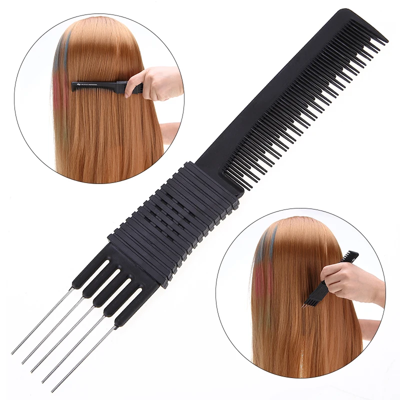

2 Use Ways Plastic Metal Hair Dye Coloring Barber Salon Comb Tint Hairdressing Styling Tools Hair Brush Combs