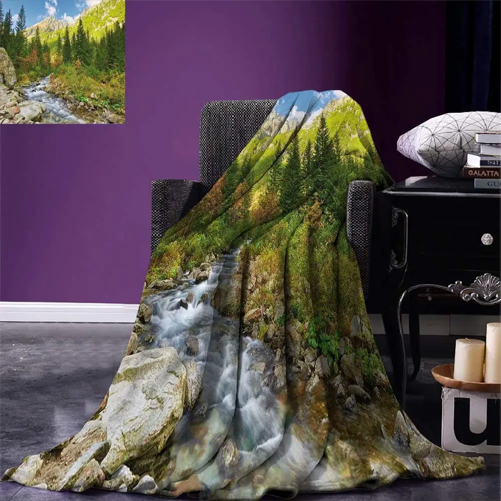 Outdoor Throw Blanket Roztoka Stream Tatra National Park Carpathian