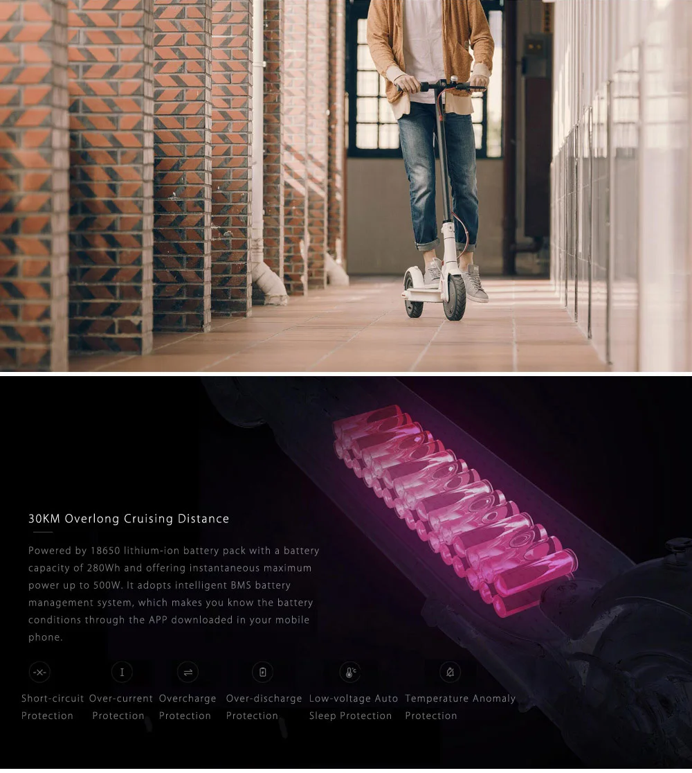 Xiaomi Mijia M365 Folding Electric Scooter E-ABS Technology Kinetic Energy Recovery System Cruise Control-8