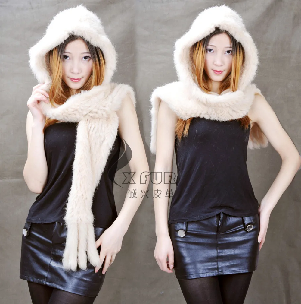 

CX-C-05D Genuine Rabbit Fur Hat Scarf Set Wholesale China