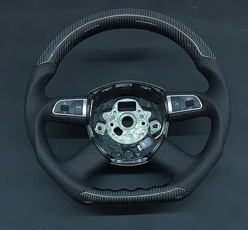 

Carbon fiber flat steering wheel for Audi A4L A3 A5 A6L A7Q3 Q5 Q7 modified carbon fiber sporty flat D type steering wheel