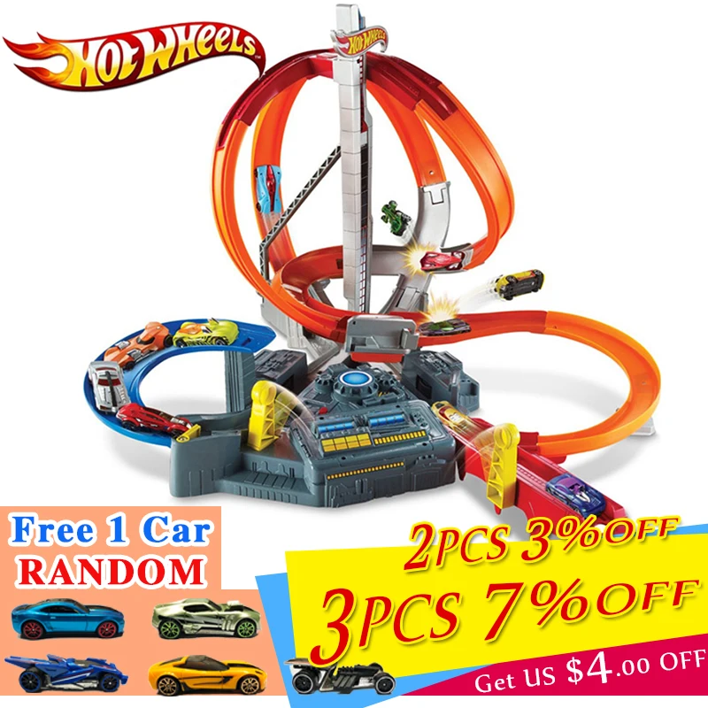 Goedkoop Echte Hot Wielen Klassieke Auto Speelgoed Pak Miniaturen Elektrische Spoor Speelgoed Vierkante Stad Hotwheels Antieke Auto Track Mattel CDL45