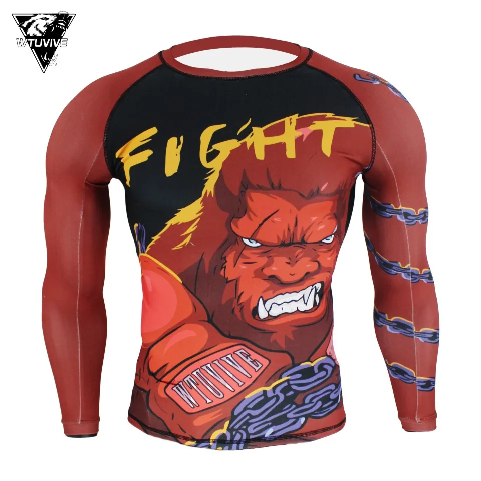 

WTUVIVE MMA Red boxing gorilla ferocious fighting fitness jersey tiger muay thai Boxing jerseys fight wear short muay thai sanda
