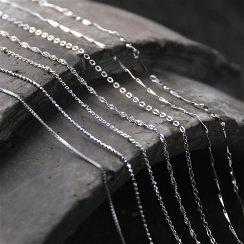 

Hot Sale 925 Sterling Silver Link Chains Necklaces Fit For Pendant Charms Women Men Luxury Solid Silver 925 Jewelry Gift
