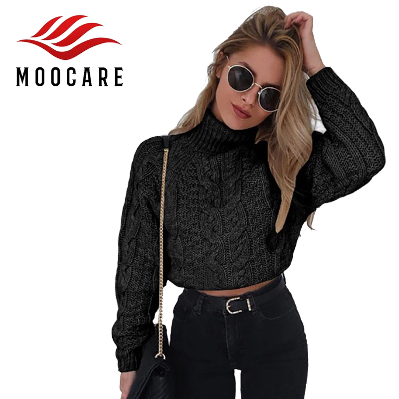 Women Sexy Short Jumper Knit Turtleneck Long Sleeve Loose Twisted Knitted Sweater Autumn Winter Solid Casual Pullover | Женская одежда