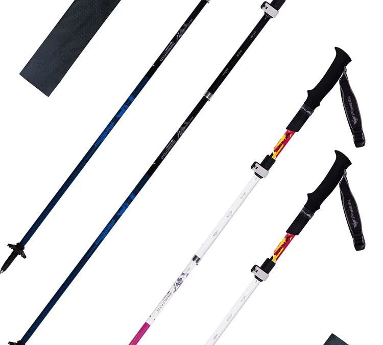 Alça ao ar Varas de Escalada Pioneer Nordic Caminhada Varas Ajustável 3 Seção Livre 34-135cm Caminhadas Pólo Trekking Pólos Eua Vara 28 alça ao ar livre 34-135cm caminhadas pólo
