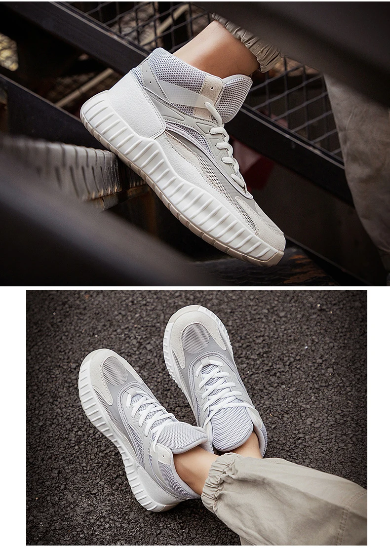 Men's Vulcanize Shoes Trainers Chunky Sneakers Dad Shoes Men Sneakers Mesh Footwear High Platform Sneakers Black Men Big Size 44 (12)