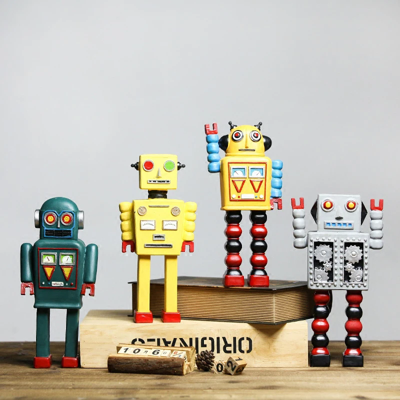 American Retro Resin Robot Model Figurines bedroom small decorative