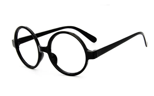 Ретро Дешевые очки горячий пик волна круглая оправа для детских очков унисекс карамельный цвет мультфильм милые очки дети без линз - Цвет оправы: Black