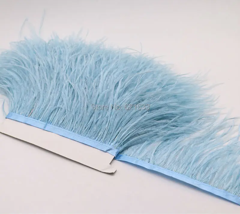 Blue Ostrich Fringe,10yards/lot LIGHT BLUE Ostrich Fringe Trim Feather