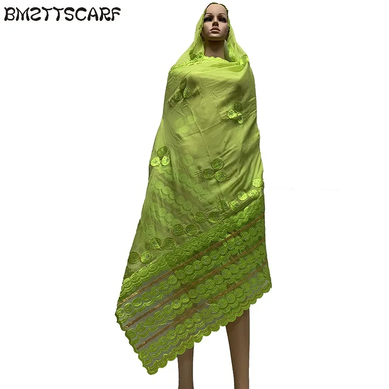 Новые весенние африканские шарфы Хлопок сращивания Чистая Материал шарф Мусульманский для женщин молиться шарф с вышивкой для шали BM726 - Цвет: Color 3