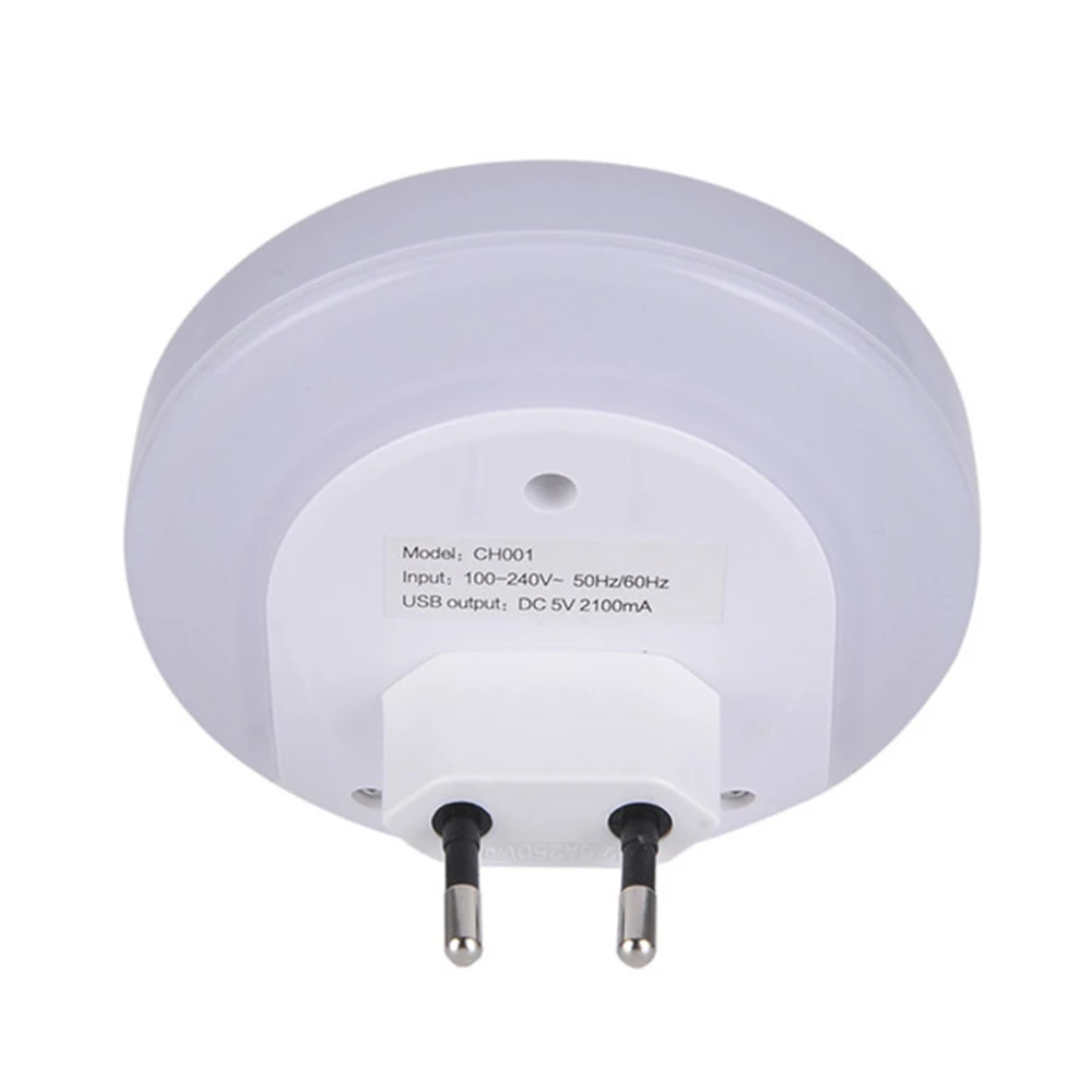 Светодиодный ночник с 2 usb-портом 5 В USB вилка адаптера зарядного устройства-в настенный светильник ЕС/США розетка лампа ночные светильники для спальни, туалета