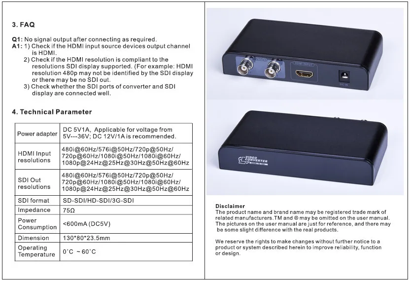 HDMI к SDI конвертер HDMI аудио видео Встроенный сигнал к вещанию качество SDI сигнал и аналоговый