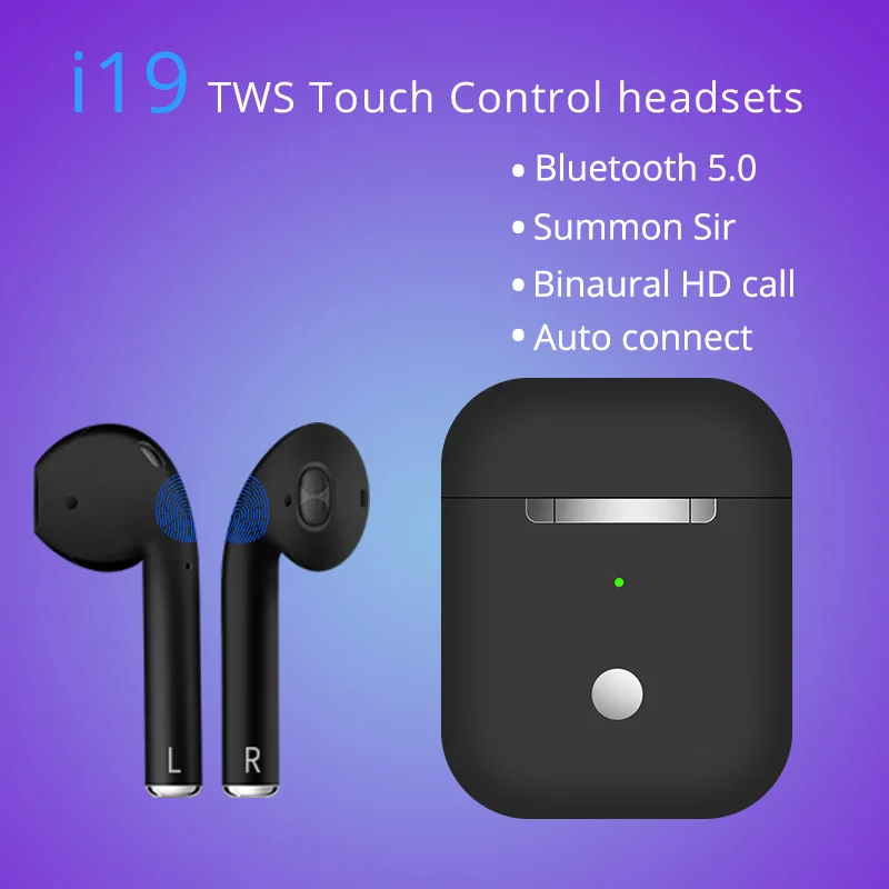 

Original Pop-up i19 TWS Touch Control Airbots Bluetooth 5.0 Earphone Wireless Charging Box Air Pods Stereo Headset True Earbuds
