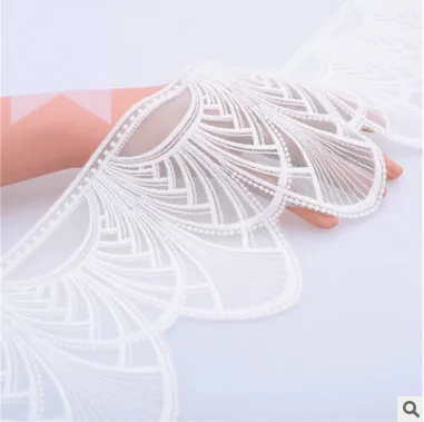 

832785 Series White Milk Silk Lace 12cm Mesh Embroidered Lace Curtain Clothing Lace 10Yards/pack