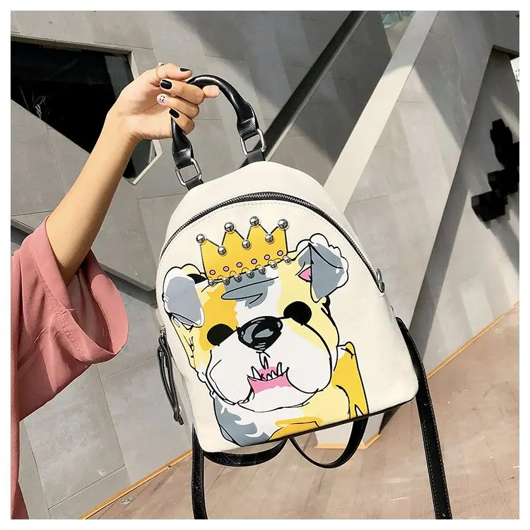 

Fashion Dog Print Women Backpack New Lovely Shoulder Bag Girls School Bag Student Bags Backpacks Rivet Mochila Female Bolsa