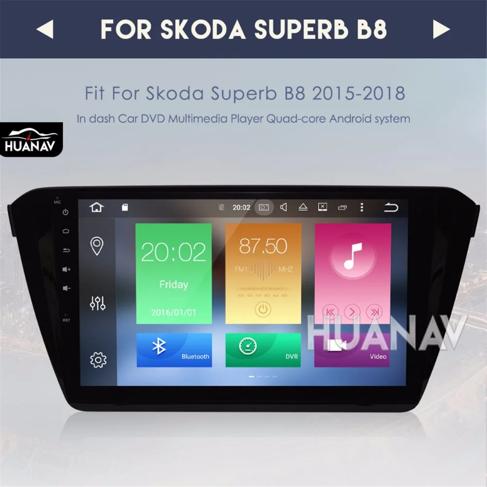 Автомобильный радиоплеер автомобильный GPS навигатор для SKODA Superb B8 2015 2016 2017 2018 Android
