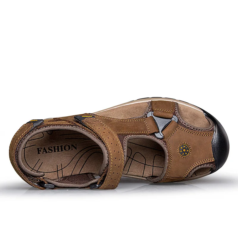 ROXDIA genuine leather men sandals summer cow leather new for beach male shoes mens gladiator sandal 39-46 RXM048