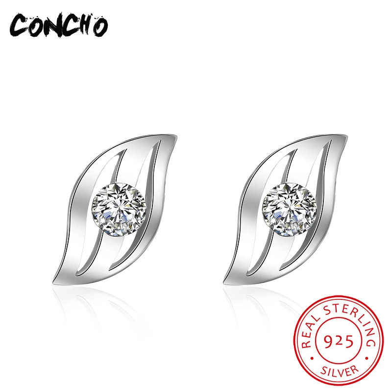 

Concho Jewelry 925 Sterling Silver Plant Classic Classic Leaf Zircon Stud Earrings For Women Wedding Party