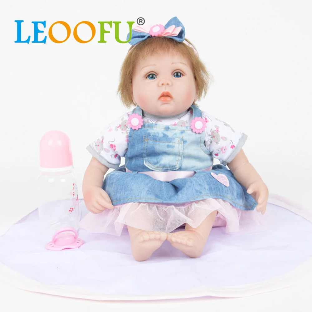 

LEOOFU 18inch cute body model reborn baby doll girls boys dolls eyes high quality toys bebe reborn resin anime play house toys