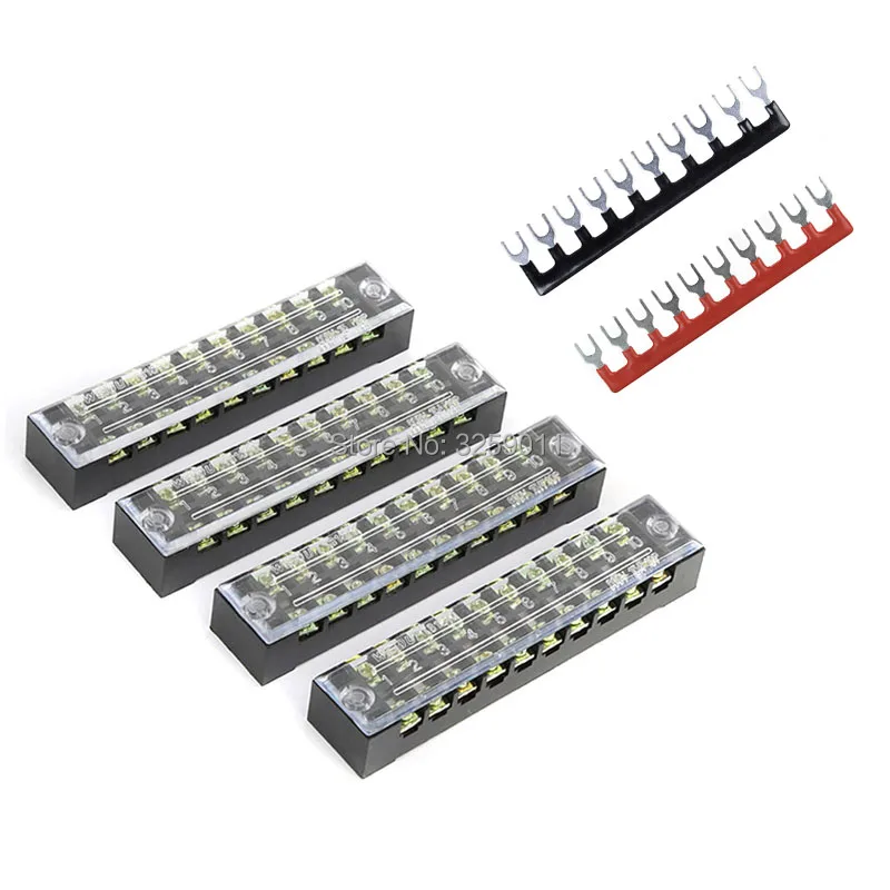 uxcell 2 Pcs 10 Positions Dual Rows 600V 15A Wire Barrier Block Terminal Strip TB-1510L 