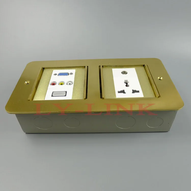 Пол гнездо заземления розетка с VGA+ 3rca+ HDMI+ RJ45+ AC Мощность