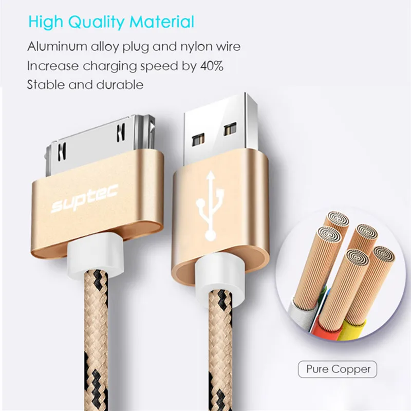 SUPTEC для iPhone 4 4s 3GS 3G iPad 1 2 3 iPod Nano touch 30 Pin USB кабель Быстрая зарядка оригинальный