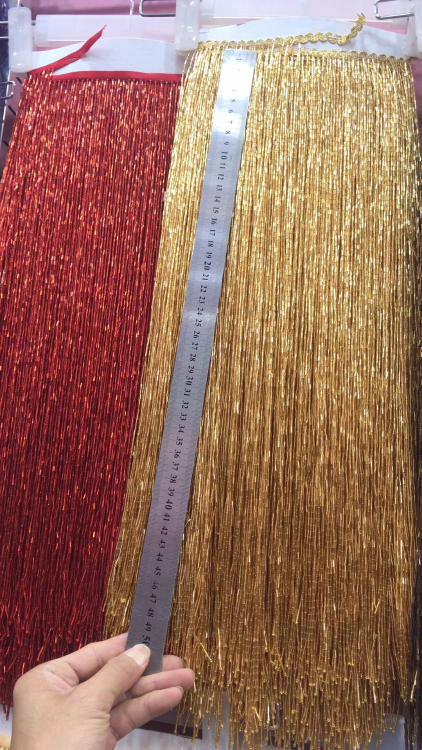 

Handmade 50cm wide beaded fringe trimming, 5.5-6yards
