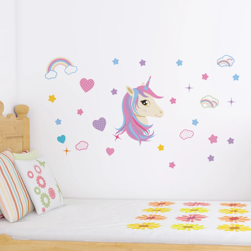 Радужные пони аниме наклейки на стену My Little Horse 3d ПВХ украшение для детской