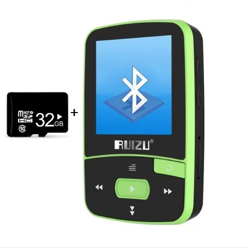 Ruidu X50 Спортивный Bluetooth MP3-плеер 8 Гб мини клип с экраном Поддержка FM, запись, электронная книга, часы, шагомер vFzsSS29bp - Цвет: green with 32gb